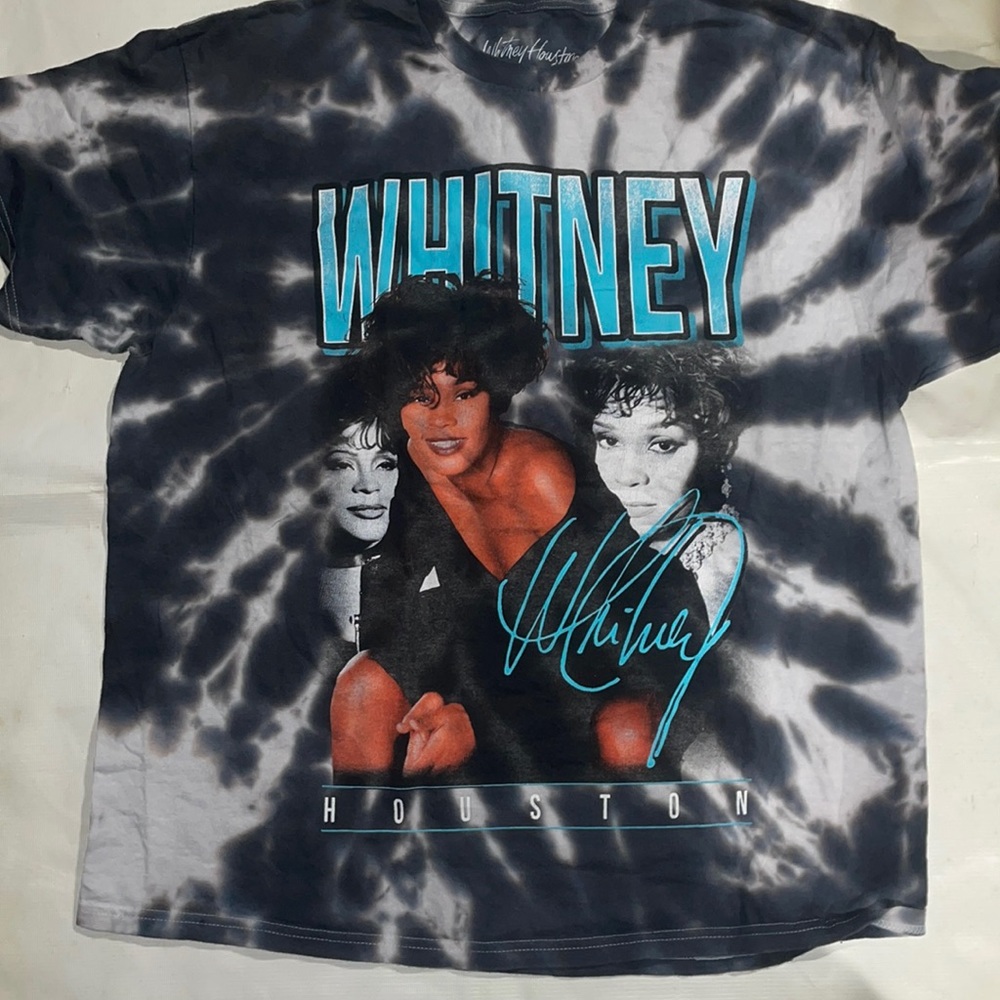 Whitney Huston tie die reprint t shirt retro